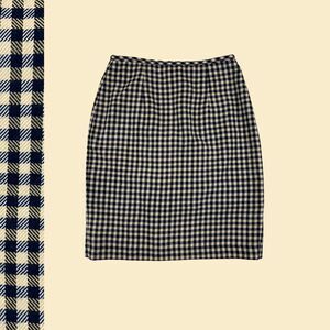1980s Maggie Lawrence checkered midi skirt, size 6 vintage blue & yellow skirt